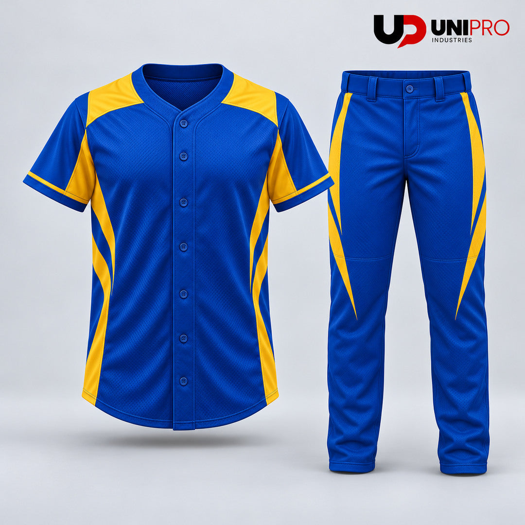 Royal Blue & Gold Slash Baseball Uniform