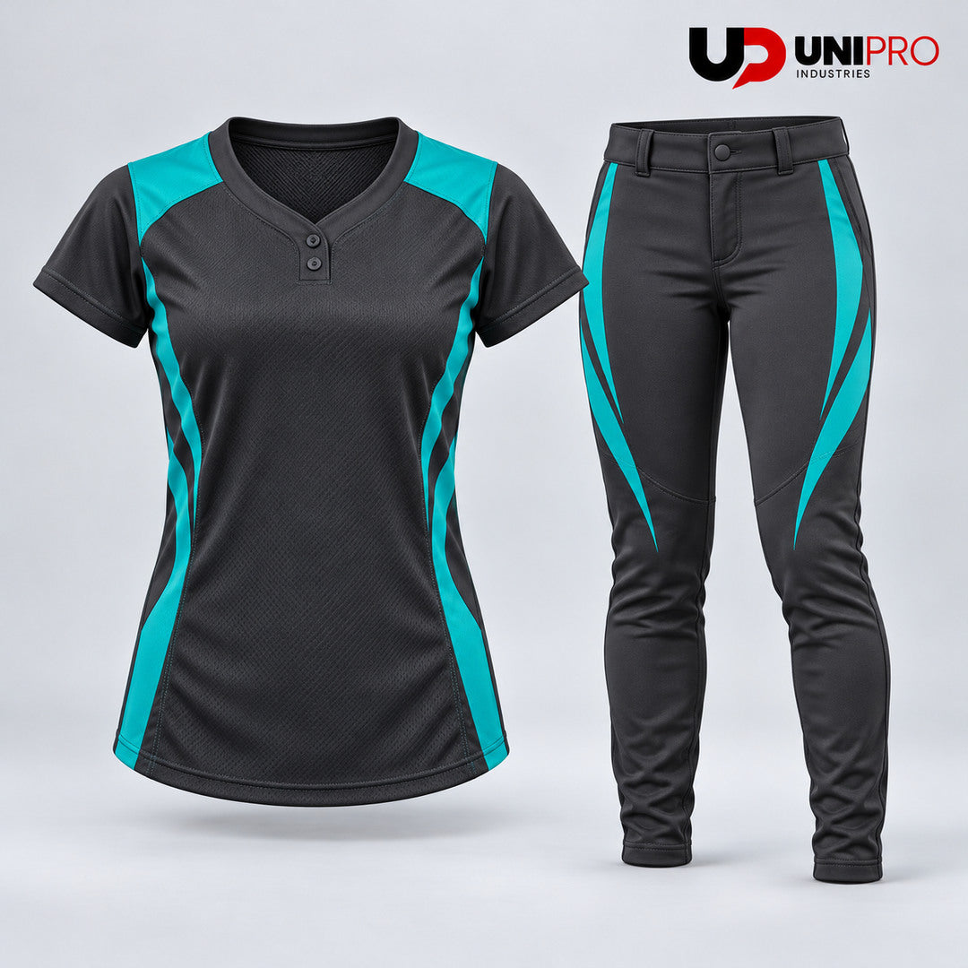 Charcoal & Teal Wave Softball Uniform