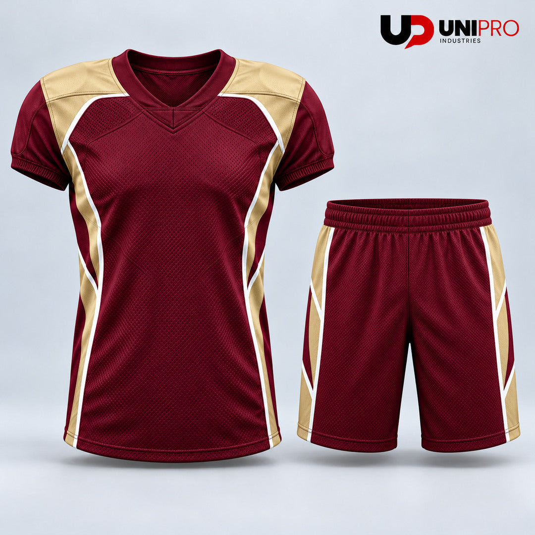 Burgundy & Champagne Trim 7on7 Uniform