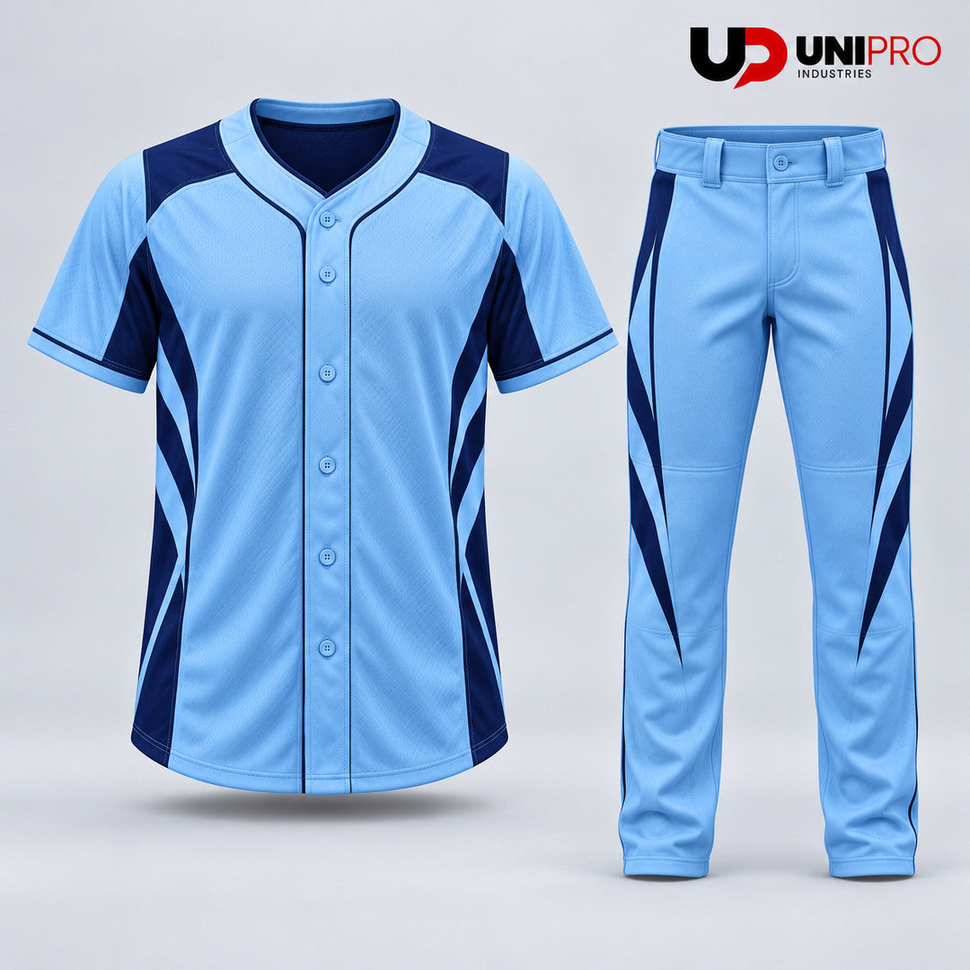 Ice Blue & Midnight Geometry Baseball Uniform
