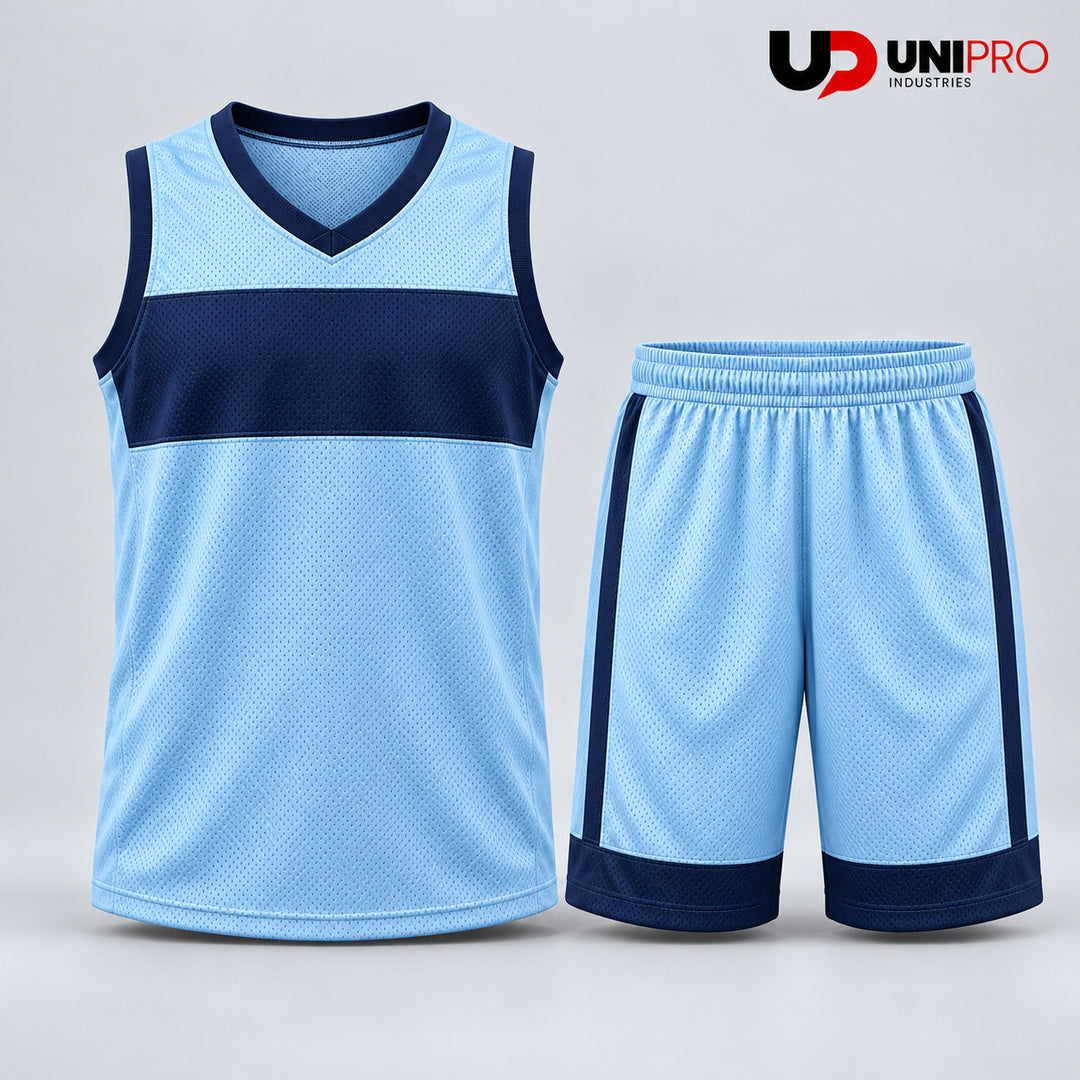 Ice Blue & Midnight Navy Basketball Uniform – Jersey & Shorts