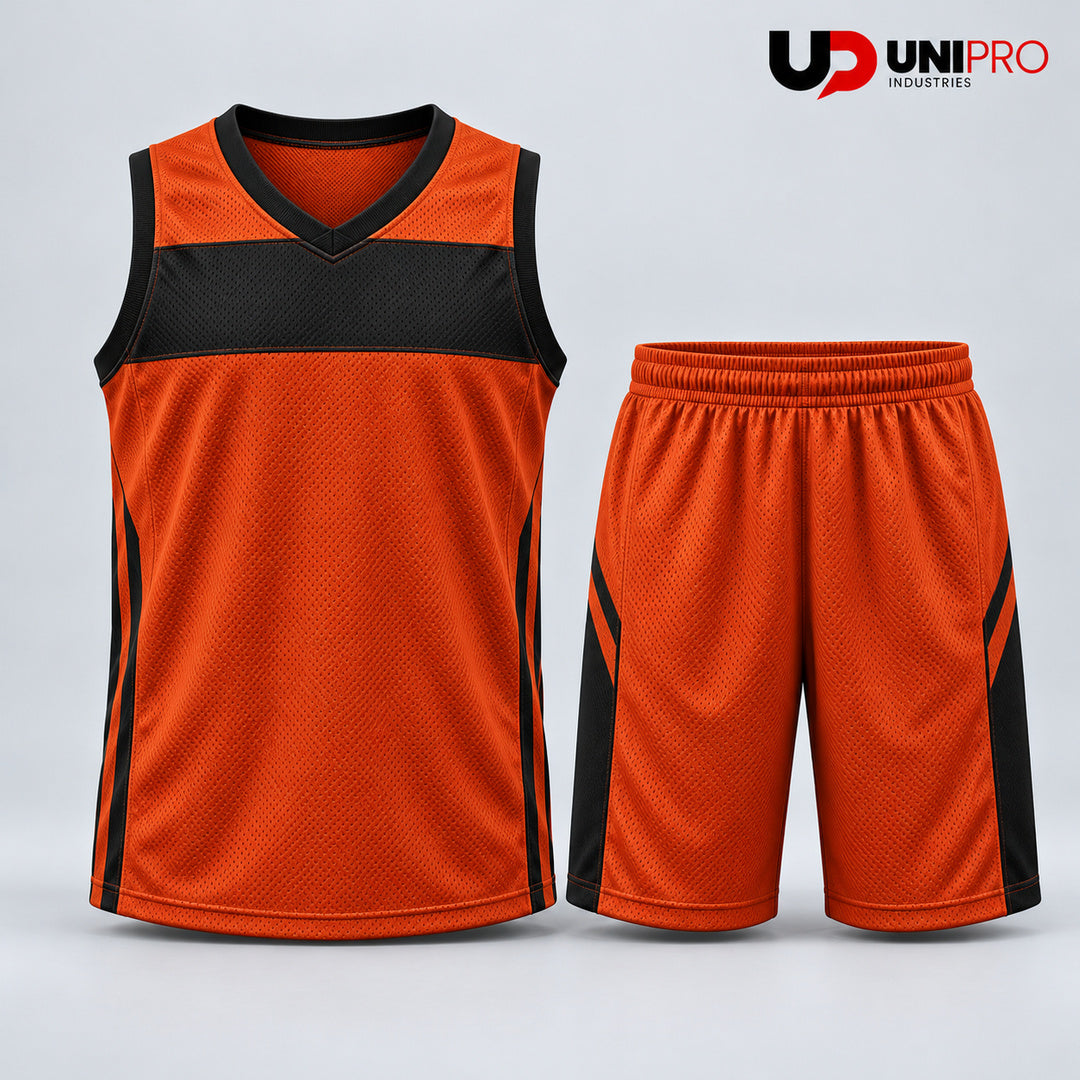 Burnt Orange & Black Basketball Uniform – Jersey & Shorts