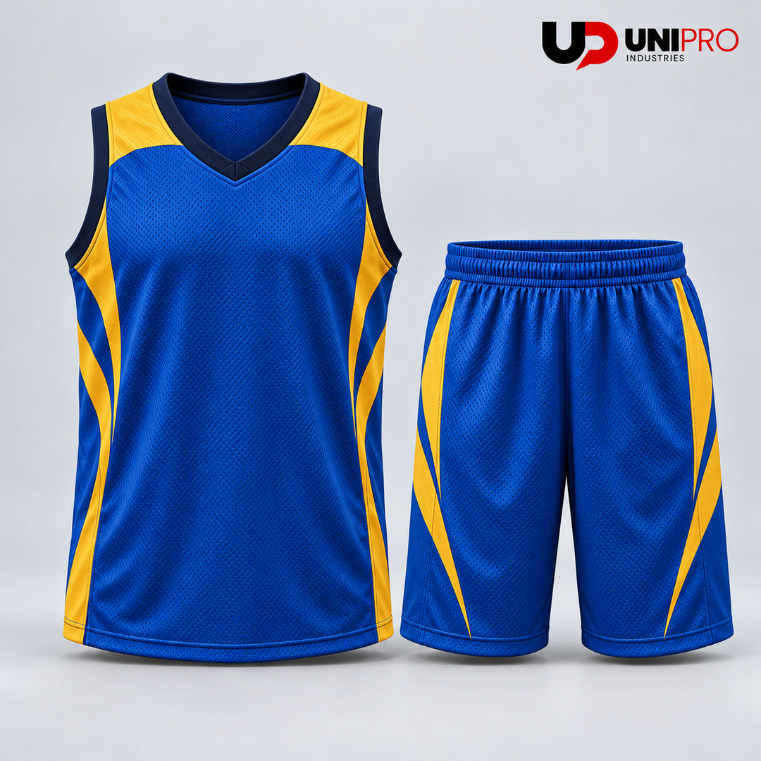Royal Blue & Gold Basketball Uniform – Jersey & Shorts