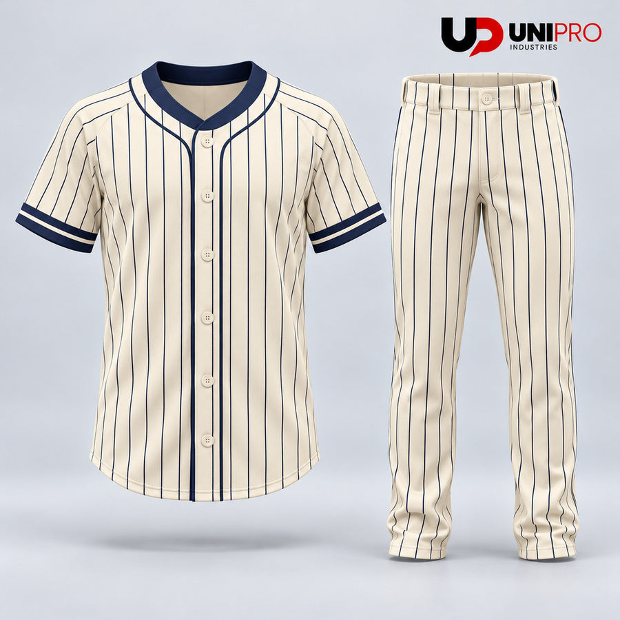 Ivory & Navy Pinstripe Baseball Uniform