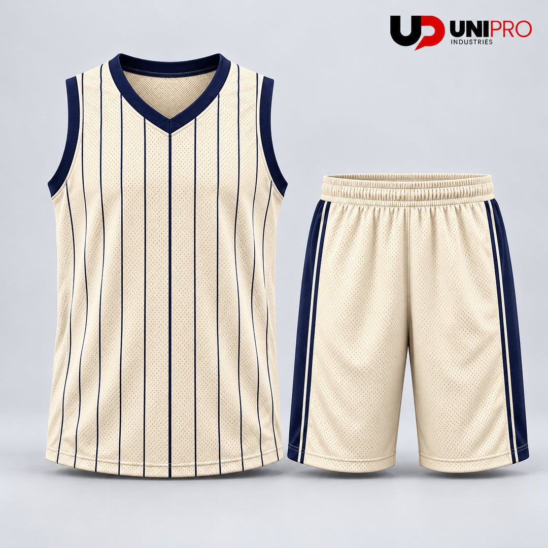 Forest Green & Cream Chevron Basketball Uniform – Jersey & Shorts