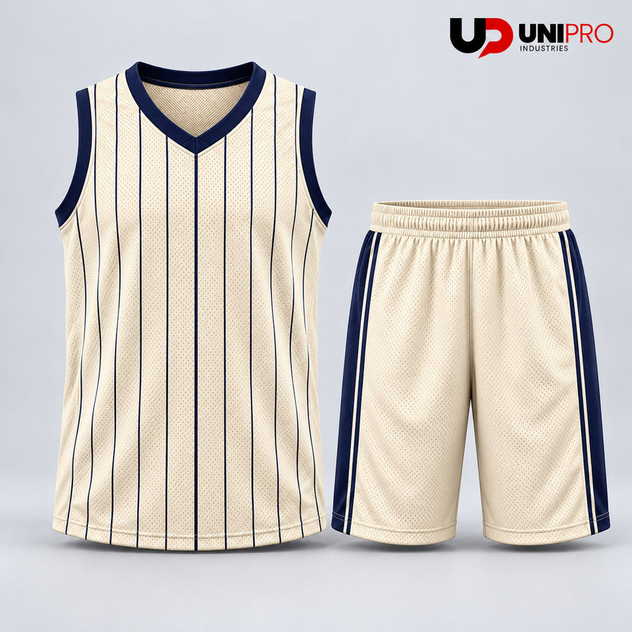 Forest Green & Cream Chevron Basketball Uniform – Jersey & Shorts