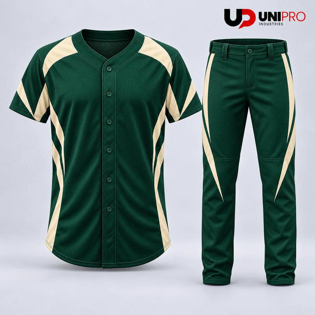 Forest Green & Cream Chevron Baseball Uniform