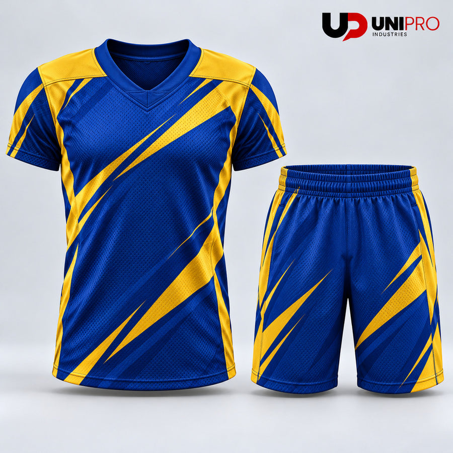 Royal Blue & Gold Slash 7on7 Uniform