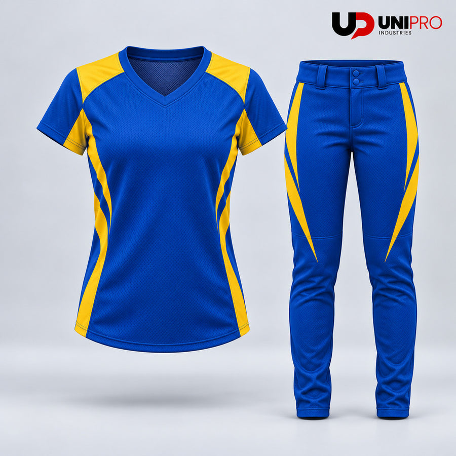 Royal Blue & Gold Slash Softball Uniform