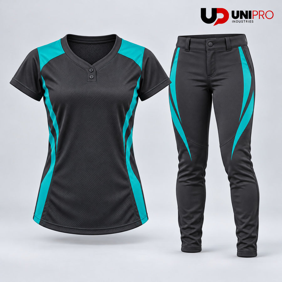 Charcoal & Teal Wave Softball Uniform
