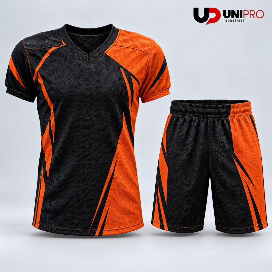 Burnt Orange & Black Block 7on7 Uniform