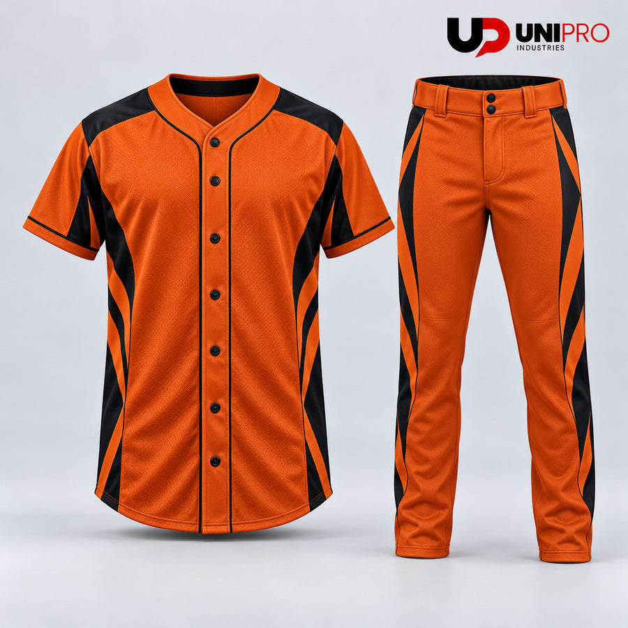 Burnt Orange & Black Block Baseball Uniform