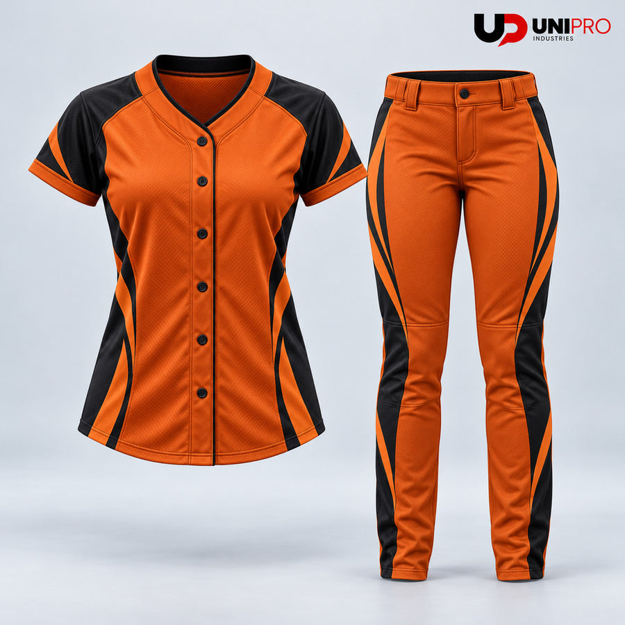 Burnt Orange & Black Block Softball Uniform