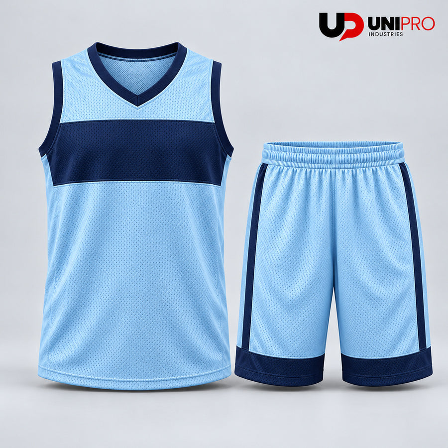 Ice Blue & Midnight Navy Basketball Uniform – Jersey & Shorts