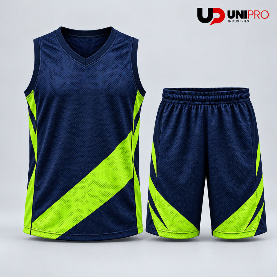 Midnight Navy & Lime Basketball Uniform – Jersey & Shorts